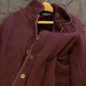 Fur lined suede jacket